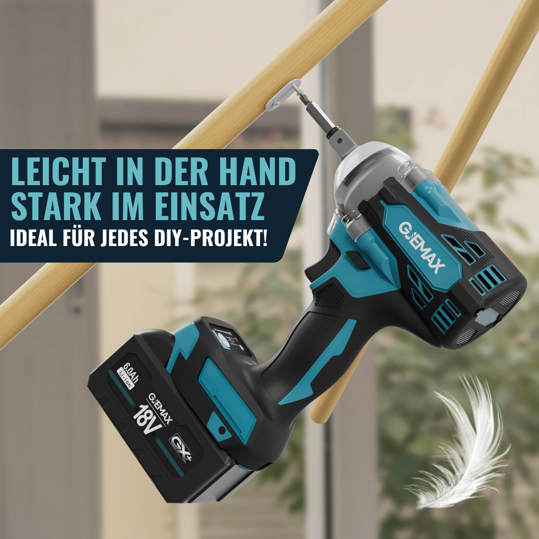 GJEMAX AKKU-SCHLAGSCHRAUBER 18V | 520NM + GRATIS WINKELSCHLEIFER